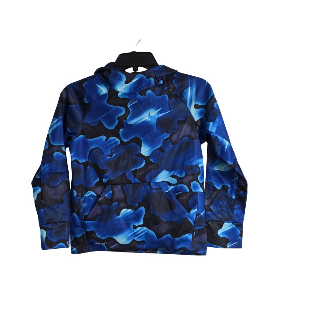 Nike Dri-FIT Hoodie Kids Size S Blue Camo Pullover Sweatshirt Activewear‎